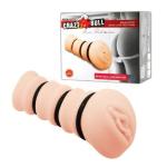 Âm đạo giả Crazy Bull Realistic, dụng cụ thủ dâm nam bằng silicone theo mô tả của cửa hàng, thiết kế cầm tay với cấu trúc gân và hạt nổi bên trong, đi kèm 3 vòng hỗ trợ điều chỉnh độ ôm theo nhu cầu sử dụng