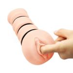Âm đạo giả Crazy Bull Realistic, dụng cụ thủ dâm nam bằng silicone theo mô tả của cửa hàng, thiết kế cầm tay với cấu trúc gân và hạt nổi bên trong, đi kèm 3 vòng hỗ trợ điều chỉnh độ ôm theo nhu cầu sử dụng