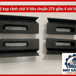 Bộ kẹp rãnh chữ V 275 gồm 4 chi tiết, khoảng cách tâm 17mm, phụ kiện đồ gá cơ khí dùng cho công việc căn chỉnh, giữ vị trí và hỗ trợ thao tác lắp ráp chi tiết máy theo yêu cầu kỹ thuật