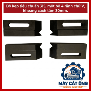 Bộ kẹp rãnh chữ V tiêu chuẩn 315, bộ 4 chi tiết khoảng cách tâm 30mm, phụ kiện cơ khí cho nhu cầu gá lắp, thay thế linh kiện và đối chiếu thông số kỹ thuật trong xưởng máy