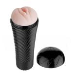 Pink Pussy âm đạo giả có rung cho nam giới trưởng thành, cốc thủ dâm cầm tay với vỏ nhựa ABS và phần ruột TPR theo thông tin tham khảo, kích thước khoảng 240x87x87mm, thiết kế nhỏ gọn và dùng pin AAA