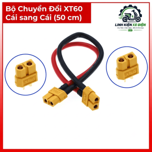 Dây XT60 cái cái dài 50 cm cho drone FPV, phụ kiện kết nối pin và hệ thống phân phối nguồn, phù hợp với cấu hình sử dụng hai đầu XT60 đực, hỗ trợ lắp ráp gọn và kiểm tra cực tính trước khi cấp điện
