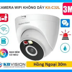 Camera Wifi 3MP Kbvision KX-C32L ánh sáng kép, H.265 nén, SMD Plus thông minh, phát hiện người và xe, lưu MicroSD 256GB, IP67 – giải pháp an ninh hiện đại cho gia đình & cửa hàng